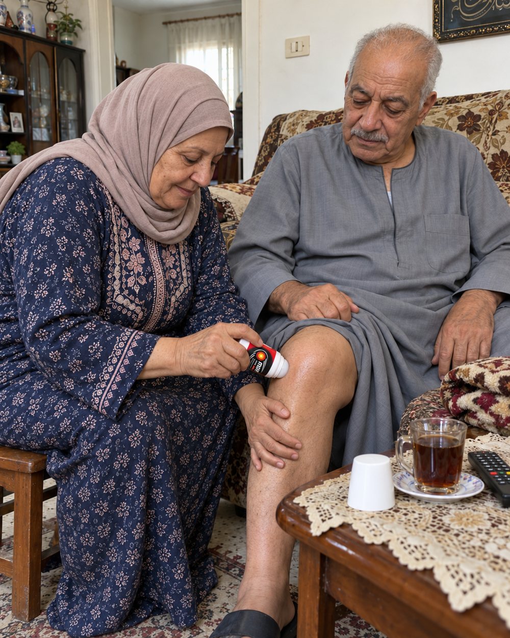 تدليك الركبة بالزيت الرول